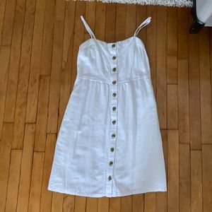 White button down dress with pockets